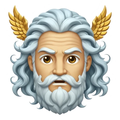 Gates of Olympus slot emoji with a dramatic Zeus face, thunderclouds, and ornate gold details sticker