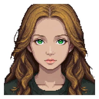 portrait of a 17-year-old girl with green eyes, light skin, and long brown hair sticker