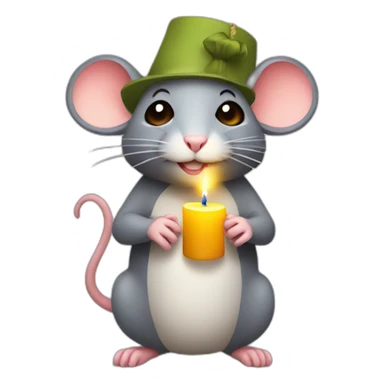 a rat with a nightcap and candle sticker