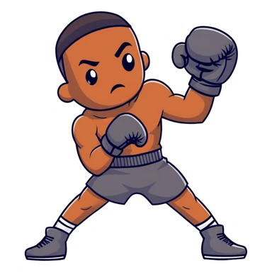 Full body view of a young 19-year-old lightweight Black male boxer in fighting stance, lean athletic physique, boxing gloves raised sticker