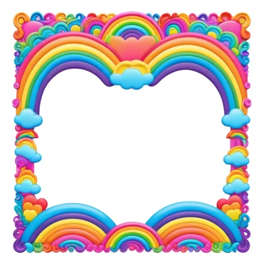 3D, psychedelic rainbow colored hippie style border sticker