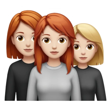 3 people, all white skin color but different hair colors next to each other  sticker