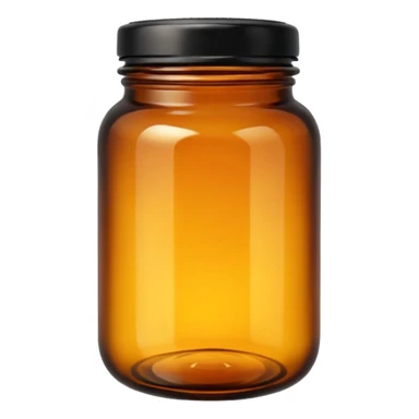 Amber glass jar black top sticker