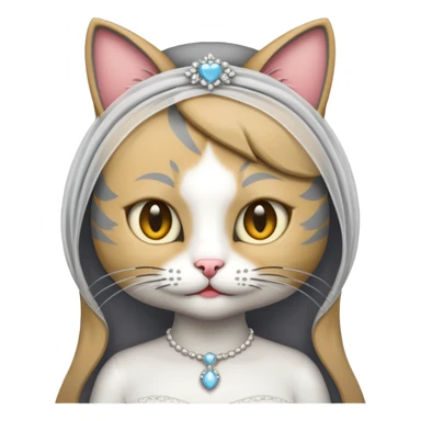 grey cat bride sticker