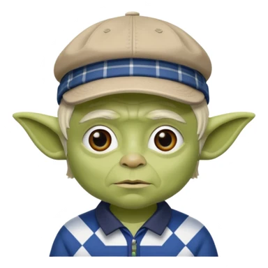 Laird Yoda med skotsk golfkeps sticker