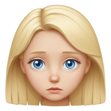 sad blonde girl with blue eyes sticker