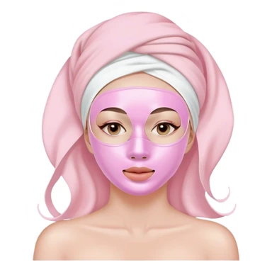 Lady with pastel pink face mask spa beauty full face relaxing sticker