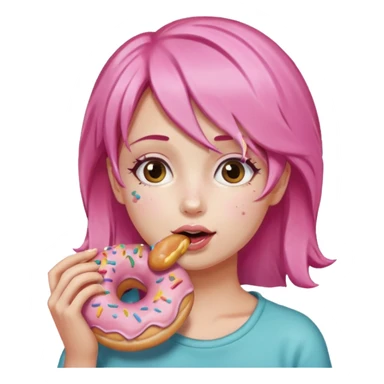 pink hair girl eating donuts sticker