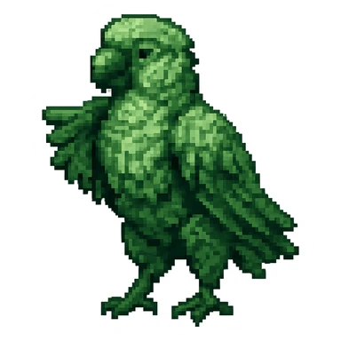 Make the parrot green in pixel art style, no background. sticker