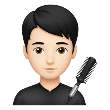 A beautiful boy salon Hairstylist in black hair sticker