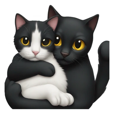 Black cat and white cat cuddling  sticker