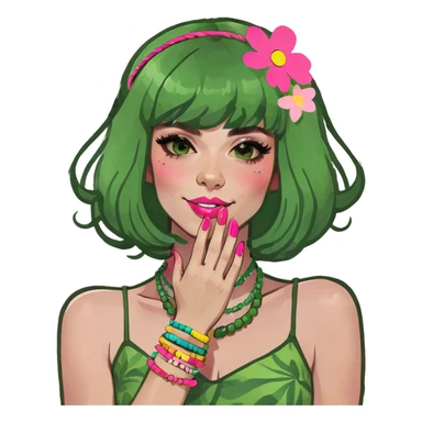 Girl with pink wig and pink nails sticker