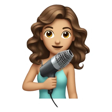 Pretty brown-haired girl with a hair dryer  sticker