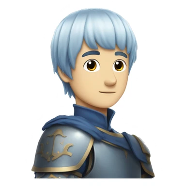 Himmel from the anime Frieren. He has blue bowl cut hair. He's white. He's a knight sticker