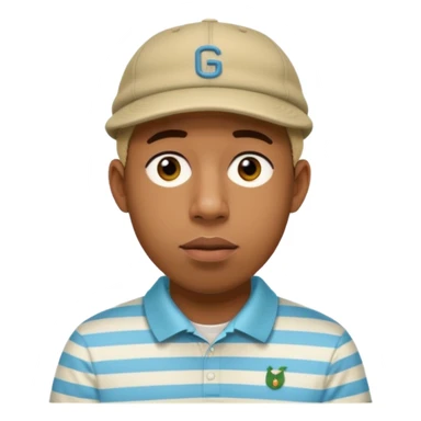Tyler the creator in his golf hat and golf striped t shirt sticker