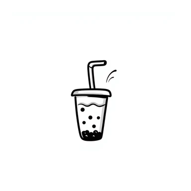 hand-drawn doodle of a boba tea cup with straw and pearls sticker