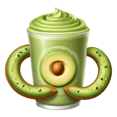 matcha with an avocado bagel sticker
