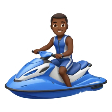 Dark male dark make on a blue jet ski no sunglasses sticker