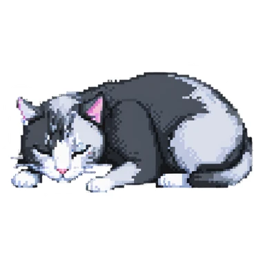 Cat sleeping in a small cat bed sticker