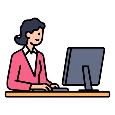 Female bank teller in uniform helping a customer sticker