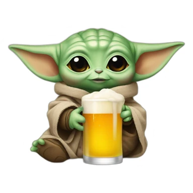 baby yoda drink beer sticker