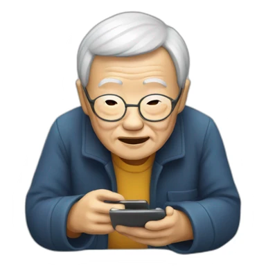 Chinese old man on phone sticker