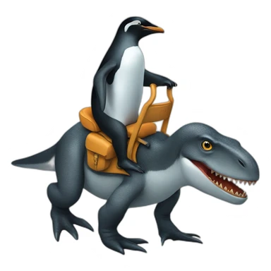 Penguin riding a t-rex sticker