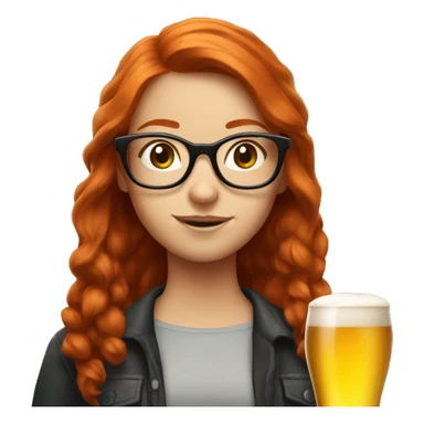 Redhead girl with glasses and a beer sticker