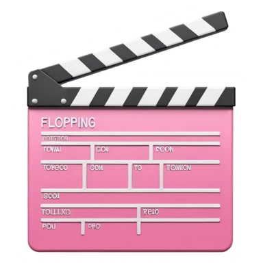  pink  pink clapperboard used in filmmaking, cute and stylish design with white details, open position, soft reflections, realistic or kawaii style, isolated on transparent background sticker