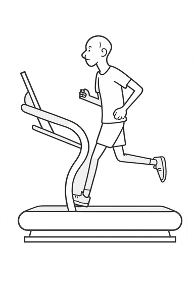 uomo che corre sul tapis roulant ma è secco e senza muscoli. sticker