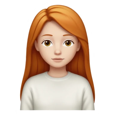 Ginger long straight hair with a white jumper sticker