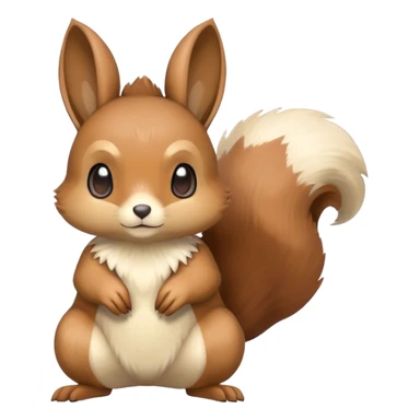 Cute cool animal hybrid Fakemon full body, brown, beige, squirrel-eevee-bunny sticker
