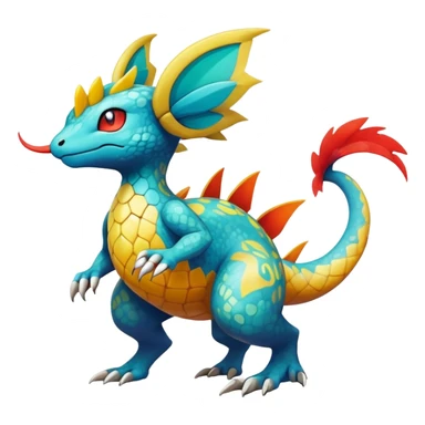 cool exotic fantasy-creature-Fakémon-Pokémon, full body, with random markings  sticker