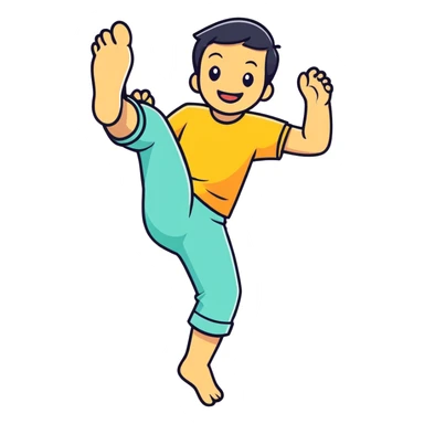 Smiling with feet kicking sticker