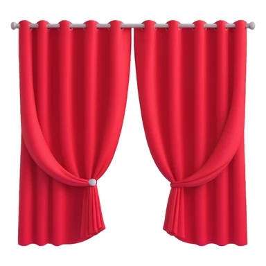 simple noren curtain, 3D icon style, red color, dimensional, transparent background sticker
