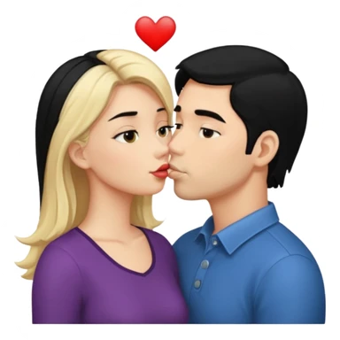 couple kissing black hair man blonde woman sticker