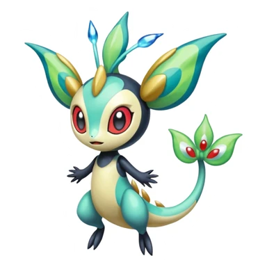 Splash-patterned emotional sparky sparky boom boom painful Meloetta-Guilmom-Salandit-Celebi-Pokémon-Fakémon-fusion-hybrid-creature sticker