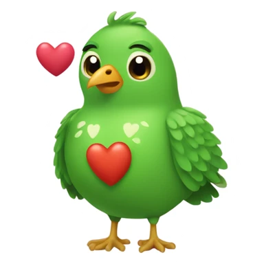 Duolingo bird super fat green holding heart sticker