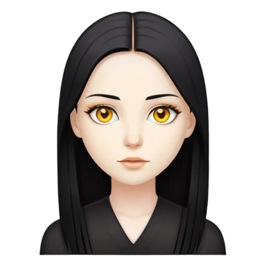 woman with black straight hair, very pale skin, yellow amber eyes sticker