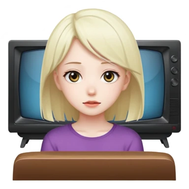 Tv izleyen anime kız sticker