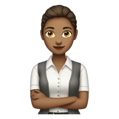 girl wearing a collared white shirt under a white sweater vest sticker