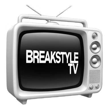 un gif texte qui défile  "BREAKSTYLEZ TV"  change de couleur sur fond noir sur le theme dj sticker