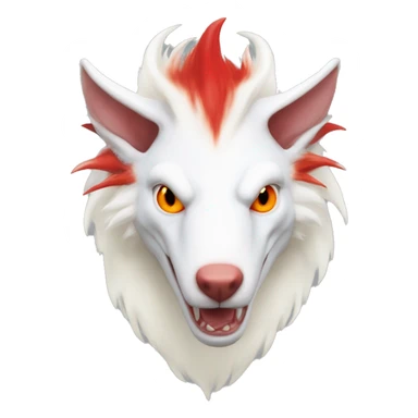 White albino sergal-vernid with red mane and red eyes sticker