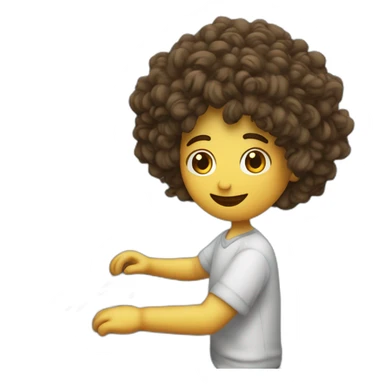 humano de cabello rizado trabajando en una computadora sticker