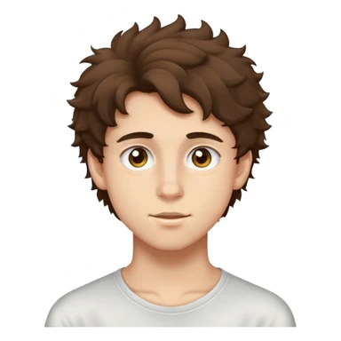 Brunette fluffy hair, Hazel eyes, teenage boy, kinda wide nose sticker