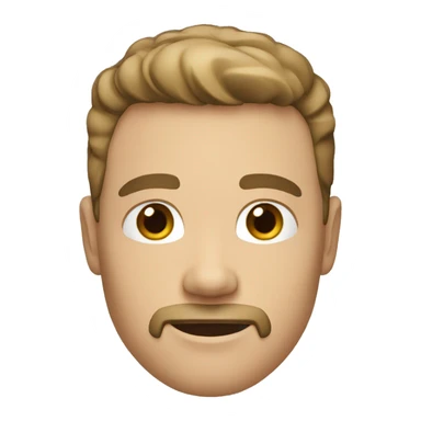 white male, short brun hairs, goatee sticker