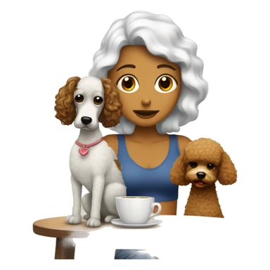 Chica con cabello café durmiendo con una french poodle sticker