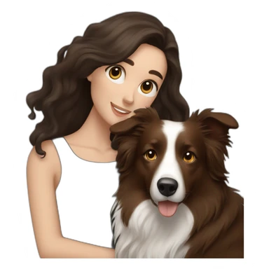 black border collie and woman with long brown hair sticker