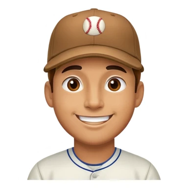 man with a baseball cap, happy face sticker