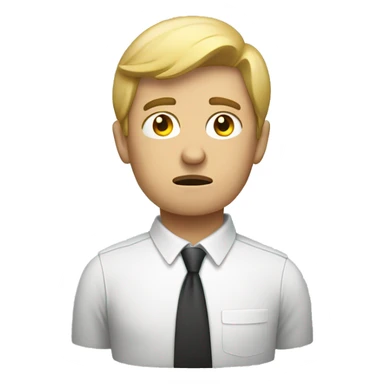 a troubled, worried-looking male employee sticker